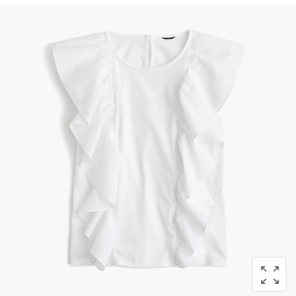 J. Crew Ruffle Front Top—White